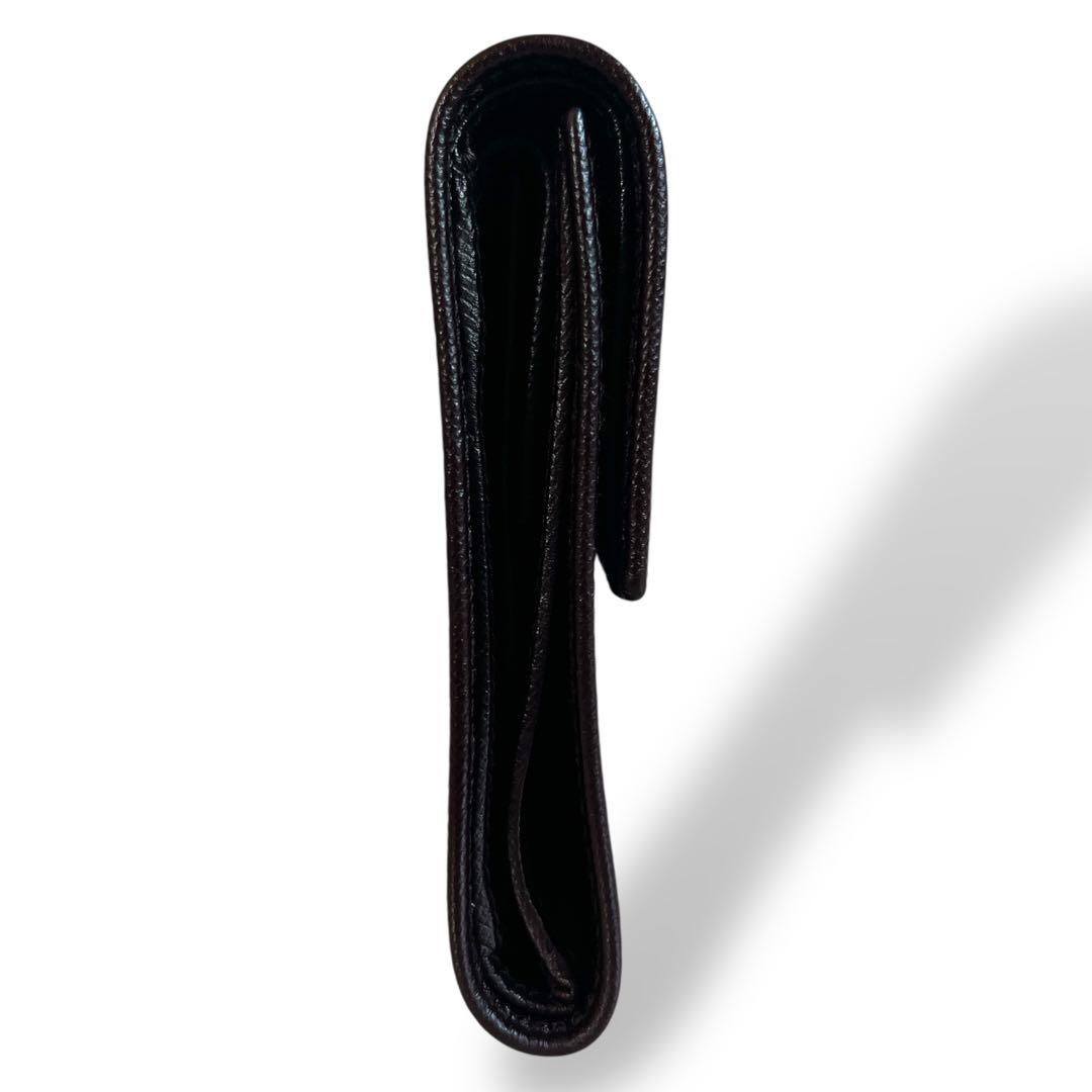 Prada Triangle Logo Trifold Wallet Compact Wallet Saffiano Brown