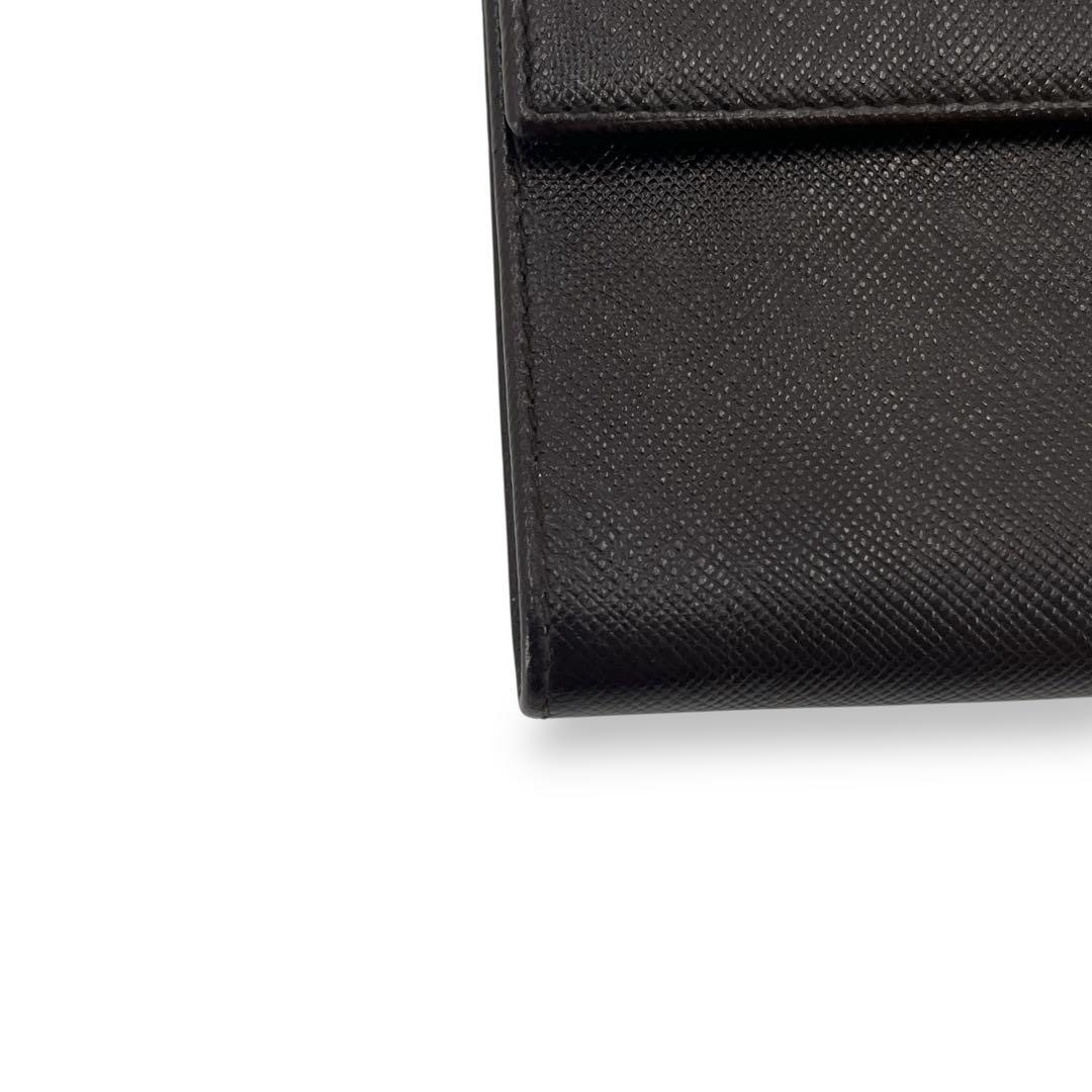 Prada Triangle Logo Trifold Wallet Compact Wallet Saffiano Brown