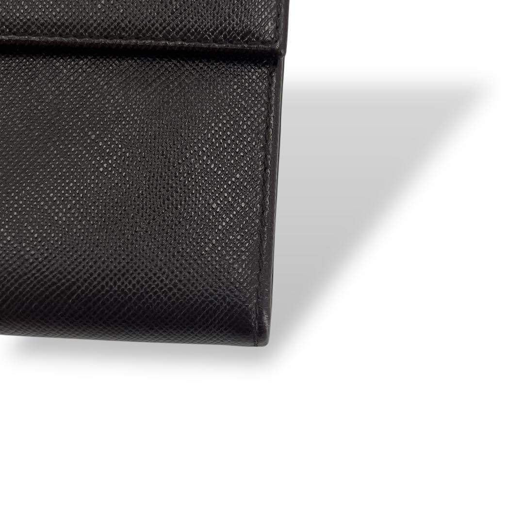 Prada Triangle Logo Trifold Wallet Compact Wallet Saffiano Brown