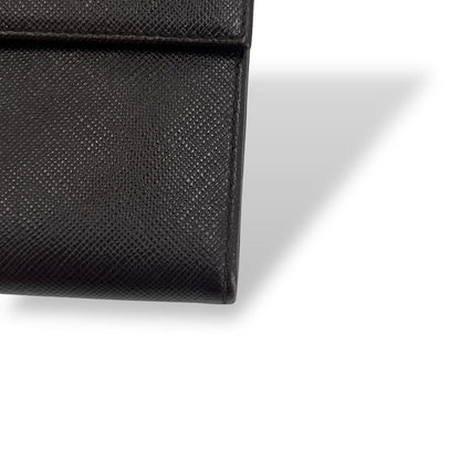 Prada Triangle Logo Trifold Wallet Compact Wallet Saffiano Brown