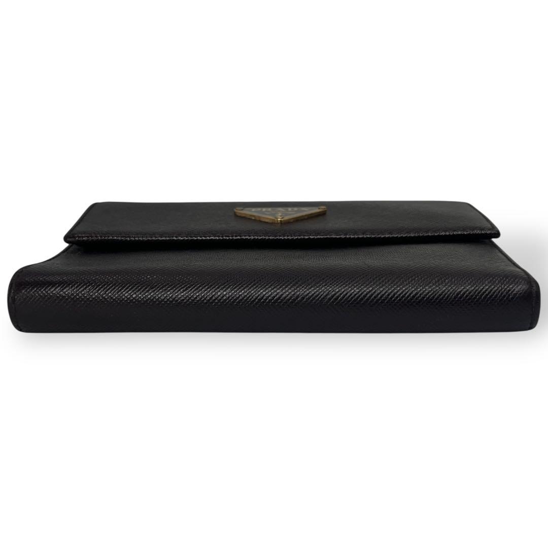 Prada Triangle Logo Trifold Wallet Compact Wallet Saffiano Brown