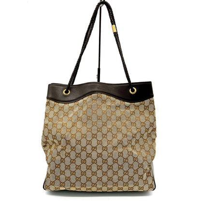 Gucci Tote Bag GG Canvas Brown Gold Hardware