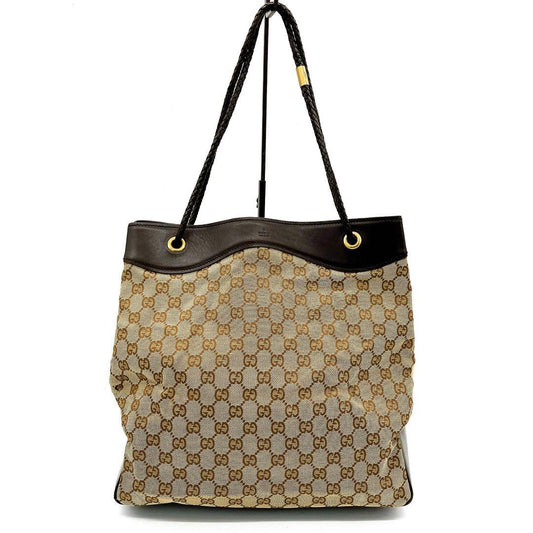 Gucci Tote Bag GG Canvas Brown Gold Hardware