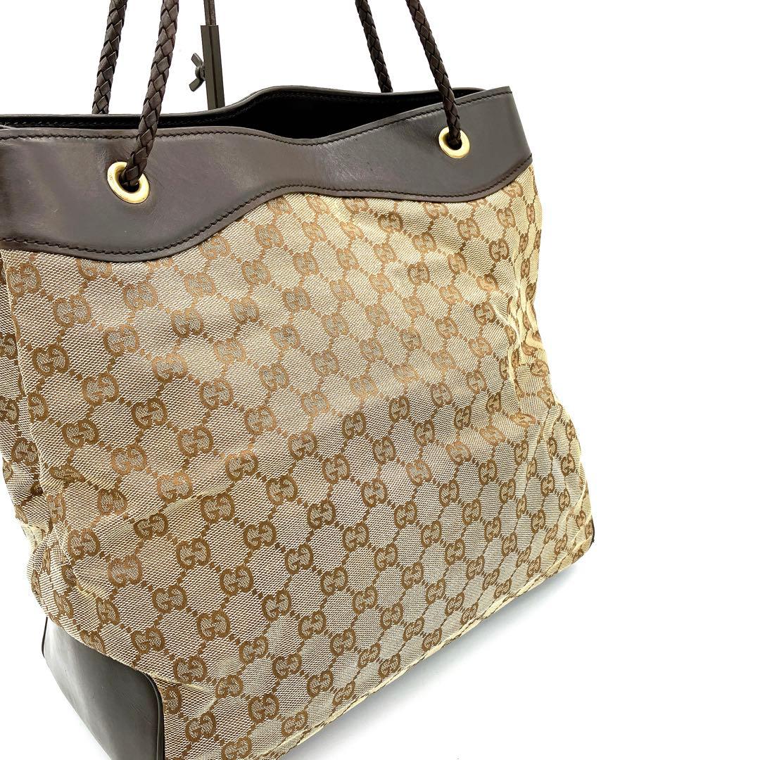 Gucci Tote Bag GG Canvas Brown Gold Hardware