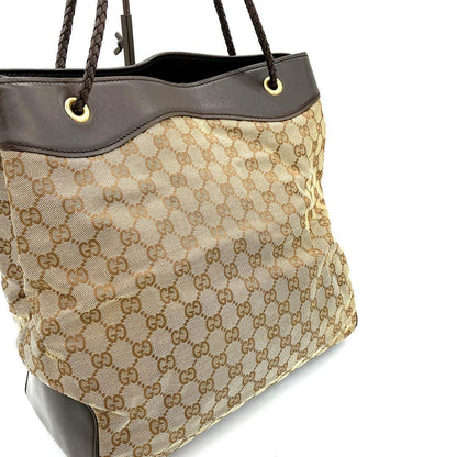 Gucci Tote Bag GG Canvas Brown Gold Hardware
