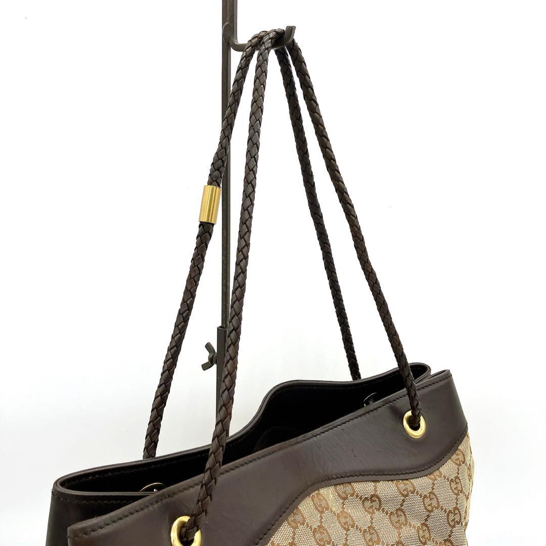 Gucci Tote Bag GG Canvas Brown Gold Hardware