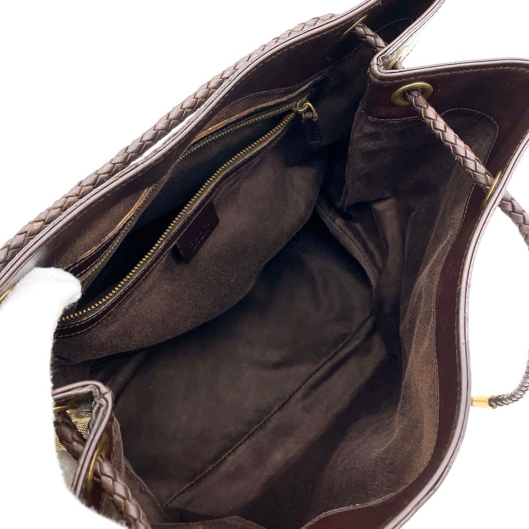 Gucci Tote Bag GG Canvas Brown Gold Hardware