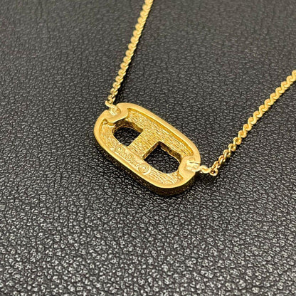 Dior CD Logo Necklace Gold Rhinestone — view 3