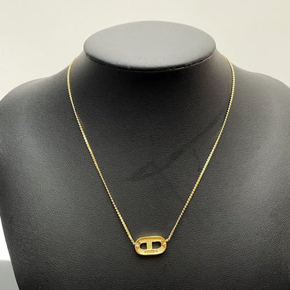Dior CD Logo Necklace Gold Rhinestone — view 6