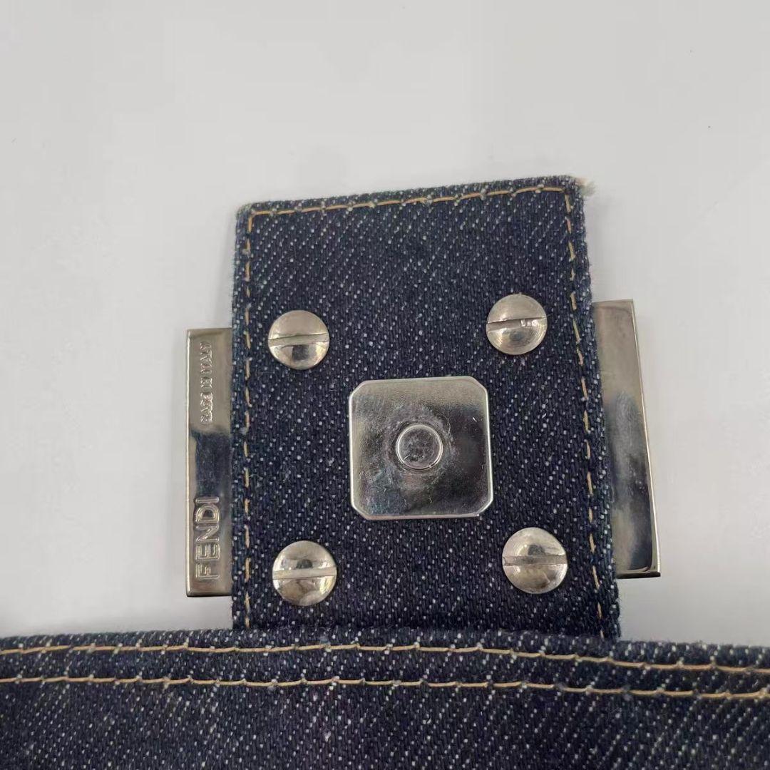 Fendi Denim Flower Embroidery Baguette Bag — view 7