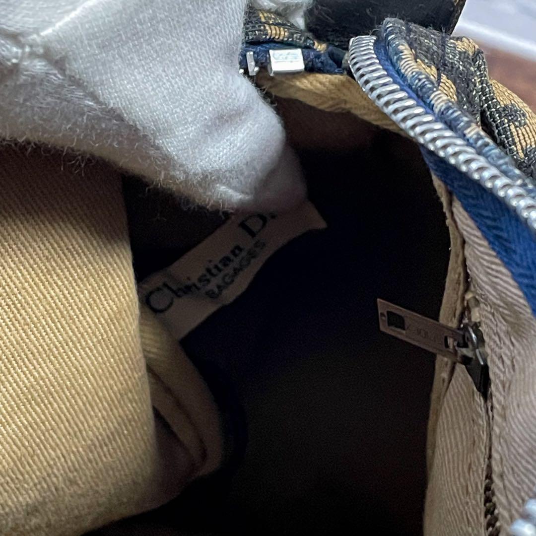 Dior Trotter Canvas Leather Boston Hand Bag Navy