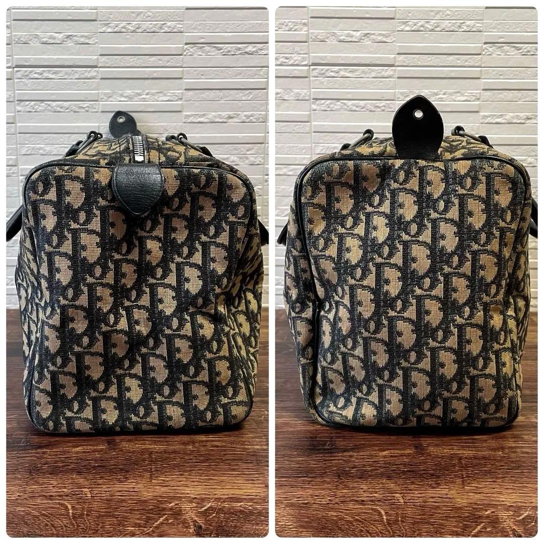 Dior Trotter Canvas Leather Boston Hand Bag Navy