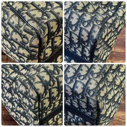 Dior Trotter Canvas Leather Boston Hand Bag Navy