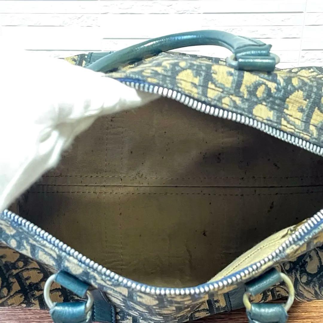 Dior Trotter Canvas Leather Boston Hand Bag Navy