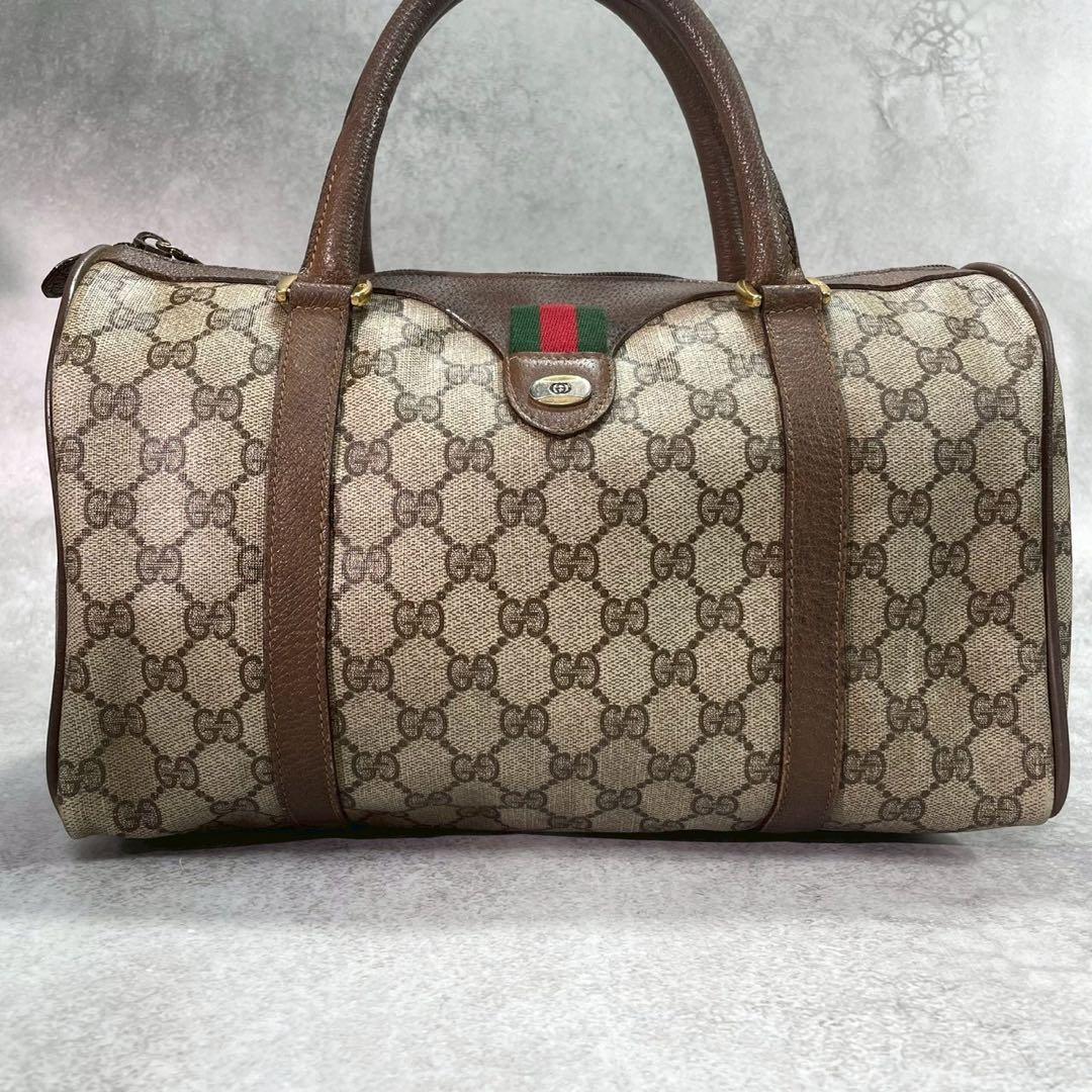 Gucci GG Sherry Line Boston Bag Brown Leather — view 2