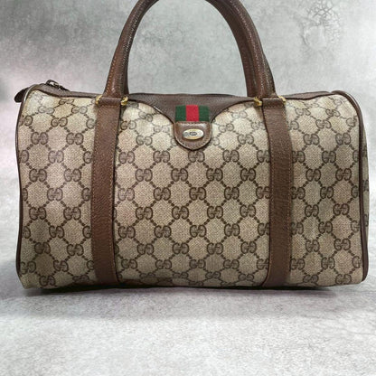 Gucci GG Sherry Line Boston Bag Brown Leather — view 2