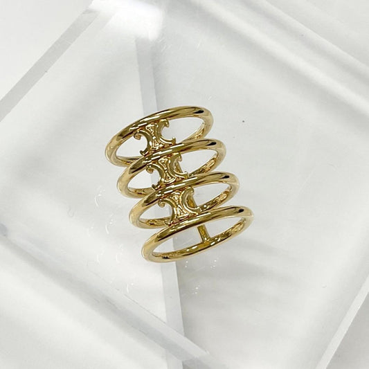 Celine Triomphe Cage Ring Logo Gold