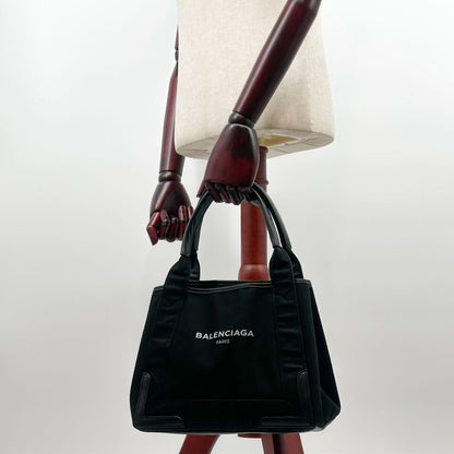 Balenciaga Navy Cabas S Everyday Canvas Leather Tote — view 6