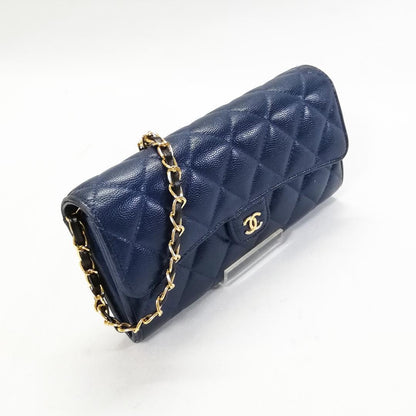 Chanel Class Caviar Leather Quilted Wallet Navy — view 2