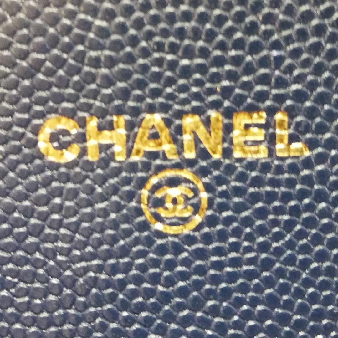 Chanel Class Caviar Leather Quilted Wallet Navy — view 5
