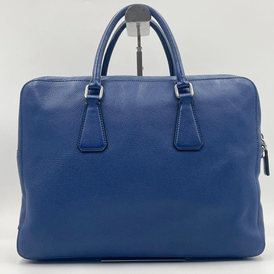 Prada Vittero Grain Briefcase 2way Triangular Logo Mens Business