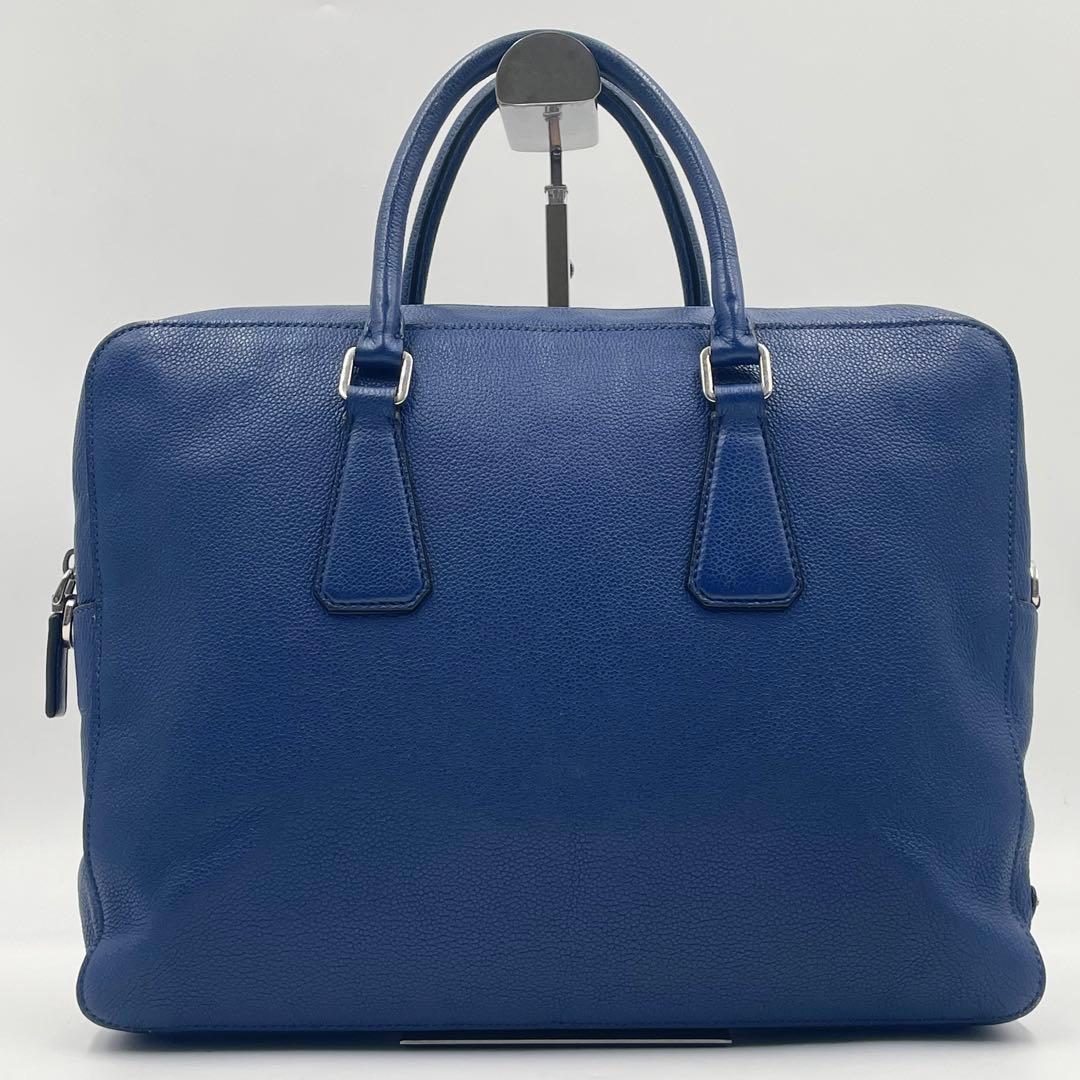Prada Vittero Grain Briefcase 2way Triangular Logo Mens Business