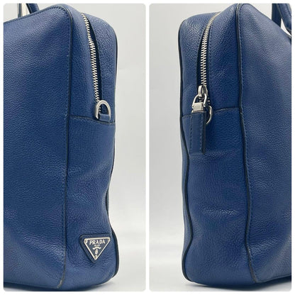 Prada Vittero Grain Briefcase 2way Triangular Logo Mens Business