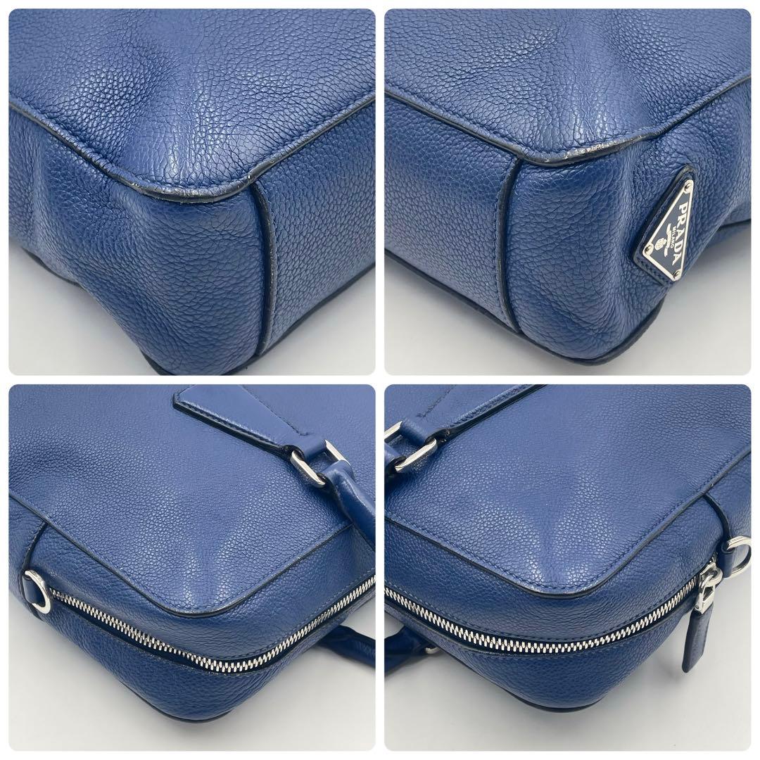 Prada Vittero Grain Briefcase 2way Triangular Logo Mens Business