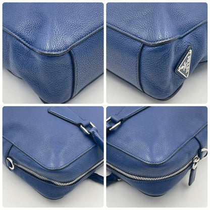 Prada Vittero Grain Briefcase 2way Triangular Logo Mens Business