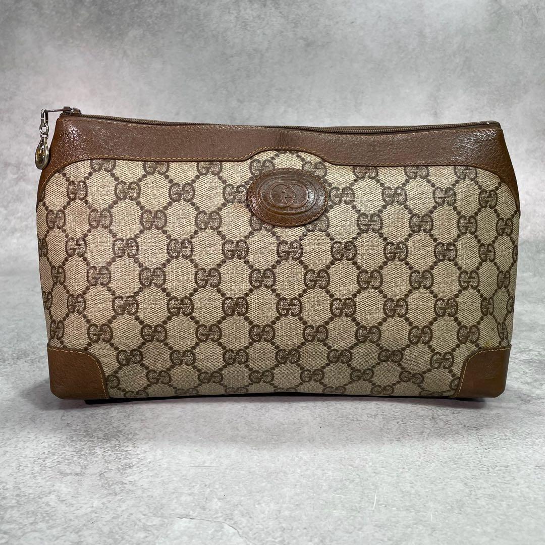 Gucci GG Clutch Brown Beige Logo Leather — view 2