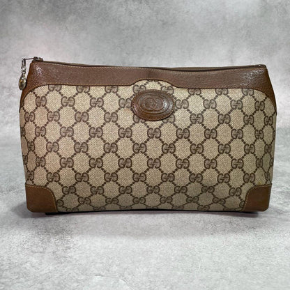 Gucci GG Clutch Brown Beige Logo Leather — view 2