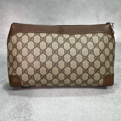 Gucci GG Clutch Brown Beige Logo Leather — view 3