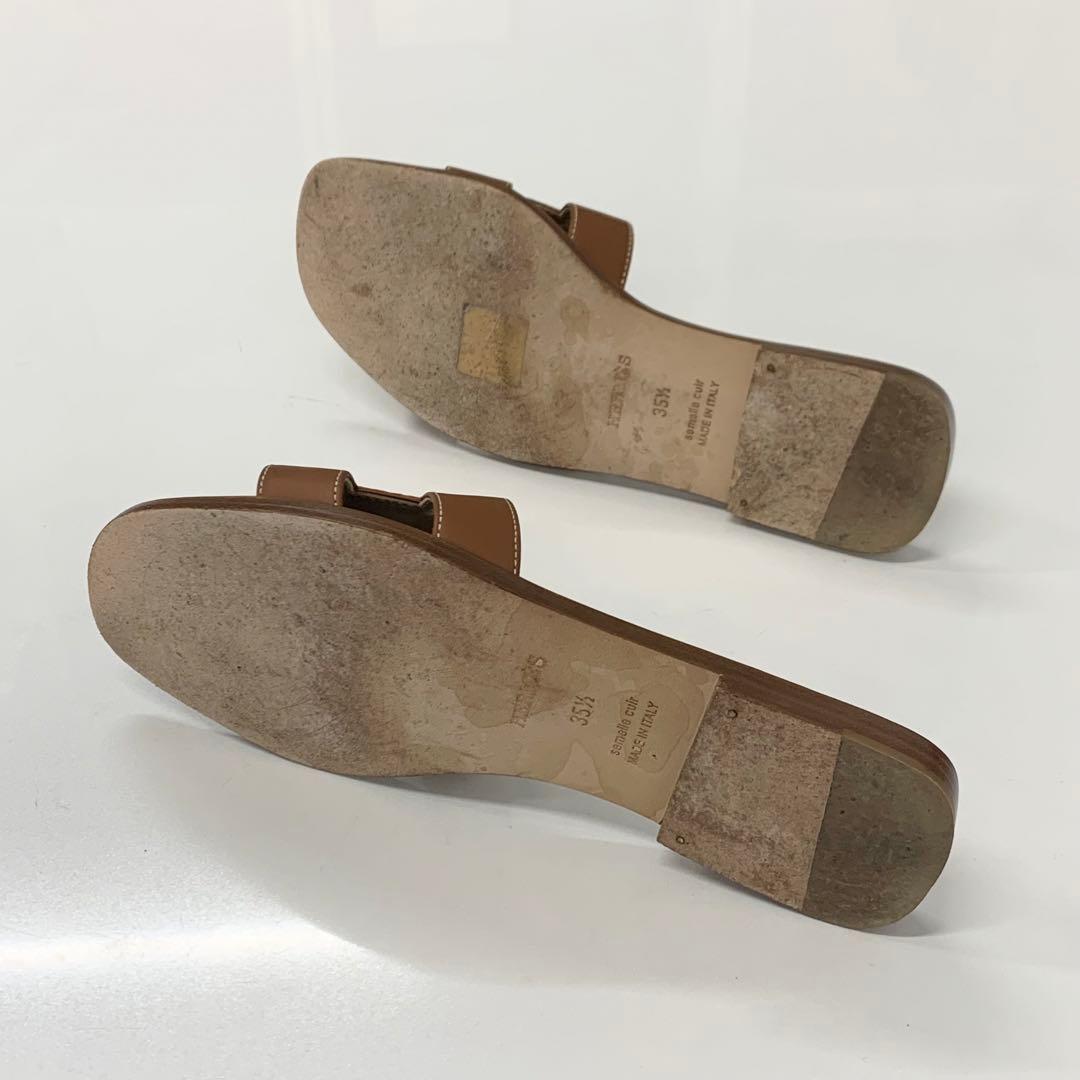 Hermes Oran Leather Sandals Brown — view 6