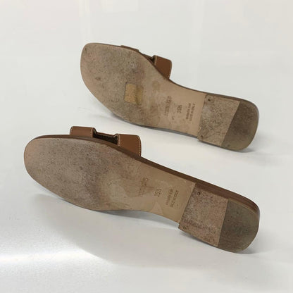 Hermes Oran Leather Sandals Brown — view 6