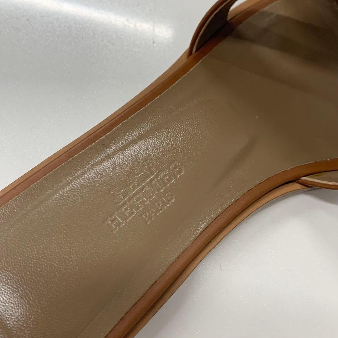 Hermes Oran Leather Sandals Brown — view 7