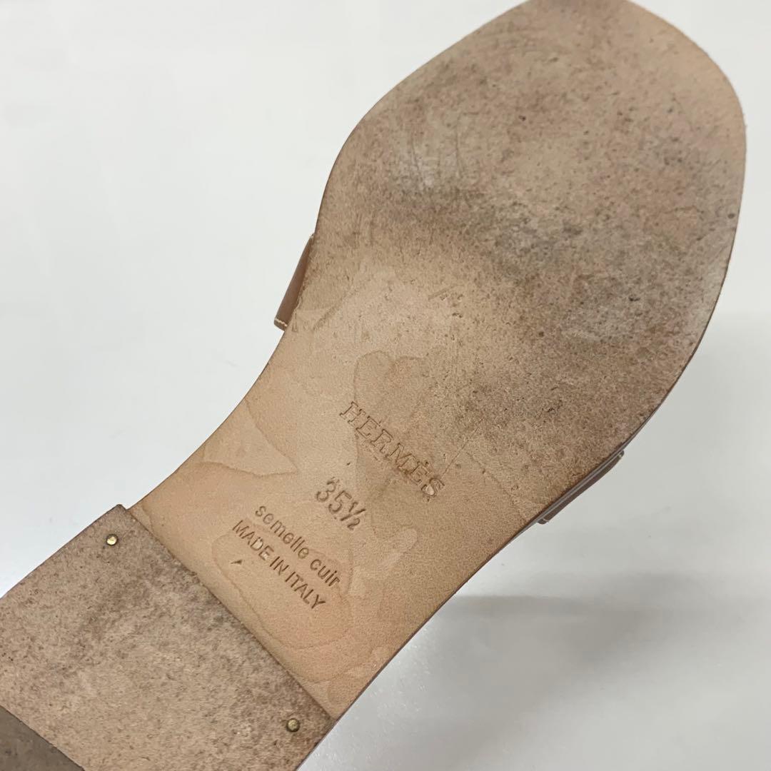 Hermes Oran Leather Sandals Brown — view 8
