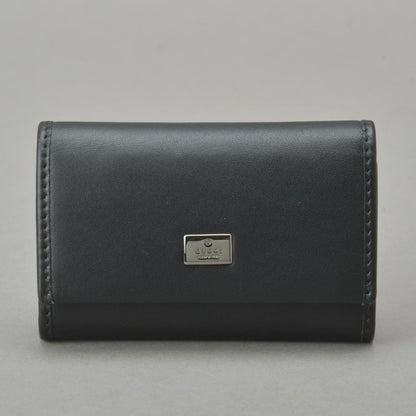 Gucci 6 Key Case Plate Logo Calf Leather Black Key Holder