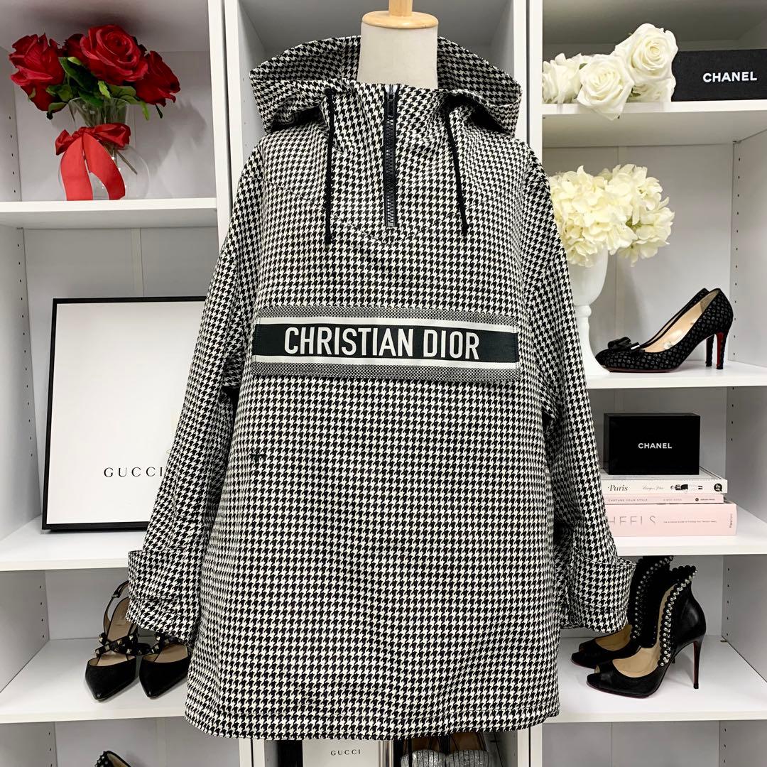 Dior Anorak Logo Zip Hoodie Houndstooth