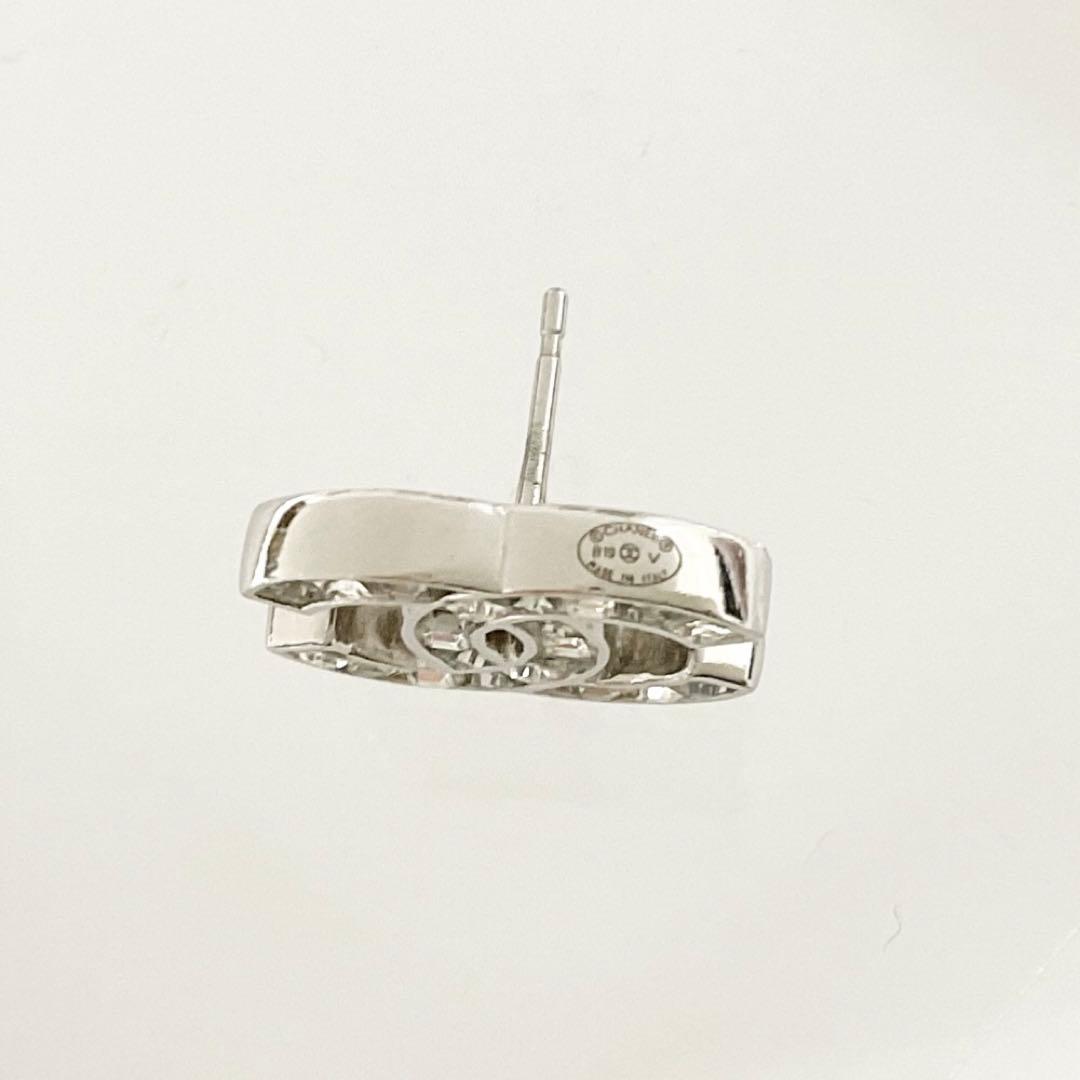 Chanel Earrings Coco Mark Rhinestone Silver