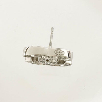 Chanel Earrings Coco Mark Rhinestone Silver