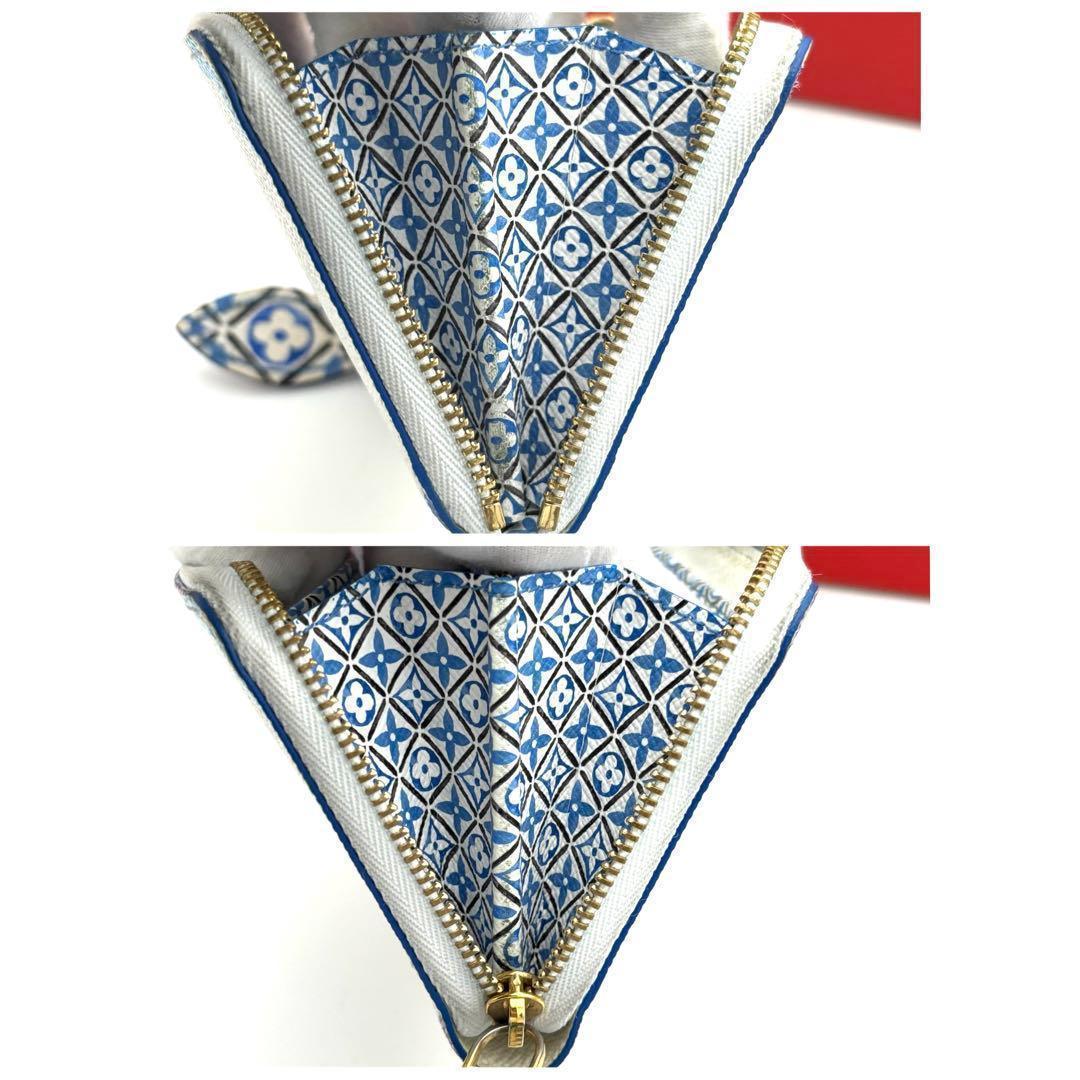 Louis Vuitton Coin Case Zippy Purse White Blue — view 6