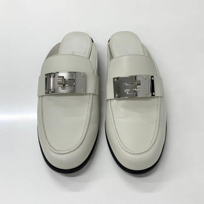 Hermes Jota Leather Kelly Mules Off White — view 2