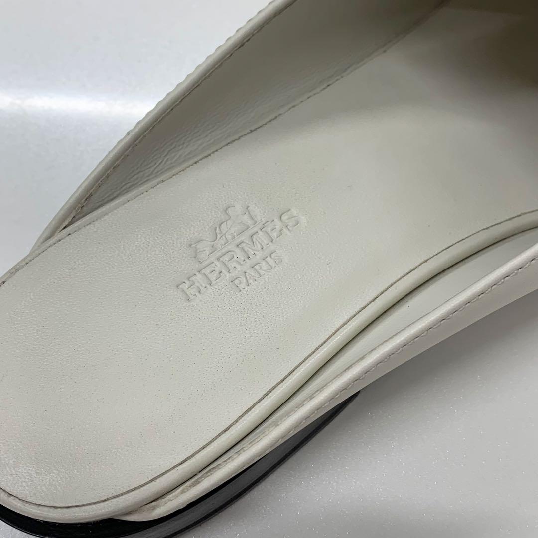 Hermes Jota Leather Kelly Mules Off White — view 7