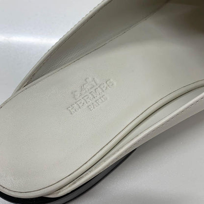 Hermes Jota Leather Kelly Mules Off White — view 7