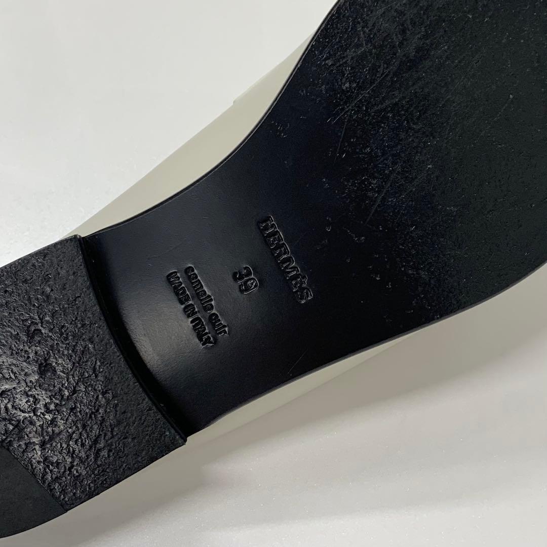 Hermes Jota Leather Kelly Mules Off White — view 8