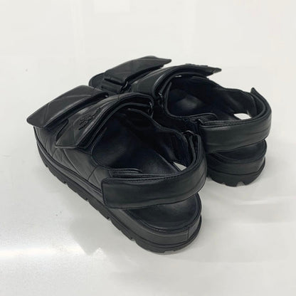 Prada Logo Padded Nappa Leather Velcro Sandals Black