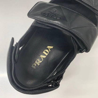 Prada Logo Padded Nappa Leather Velcro Sandals Black