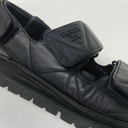 Prada Logo Padded Nappa Leather Velcro Sandals Black