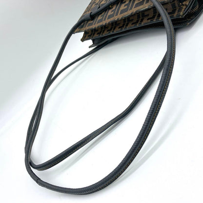 Fendi Tote Bag Zucca Pattern Gold Hardware Canvas Leather