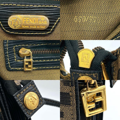 Fendi Tote Bag Zucca Pattern Gold Hardware Canvas Leather